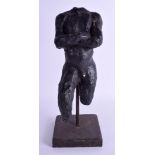 A CONTEMPORAY LACQUERED PLASTER TORSO OF A MALE. Torso 27 cm x 8 cm.