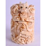 A CHINESE BONE BOX AND COVER. 5.5 cm high.