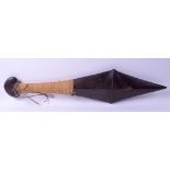 A RARE SOLOMAN ISLANDS POLYNESIAN TRIBAL WAR CLUB Melanesia, with rope banded handle. 76 cm x 17 cm