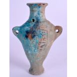 AN EGYPTIAN FAIENCE GLAZED FAIENCE VASE. 17.5 cm high.