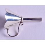 A MINIATURE SILVER FUNNEL. 1.5 cm long.