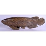 A LARGE CHINESE BRONZE CARP. 41 cm long.