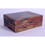 A RARE EARLY 20TH CENTURY JAPANESE MEIJI PERIOD LACQUERED SILVER BOX decorated with Mount Fuji. 11