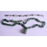 TWO JADE NECKLACES. (2)