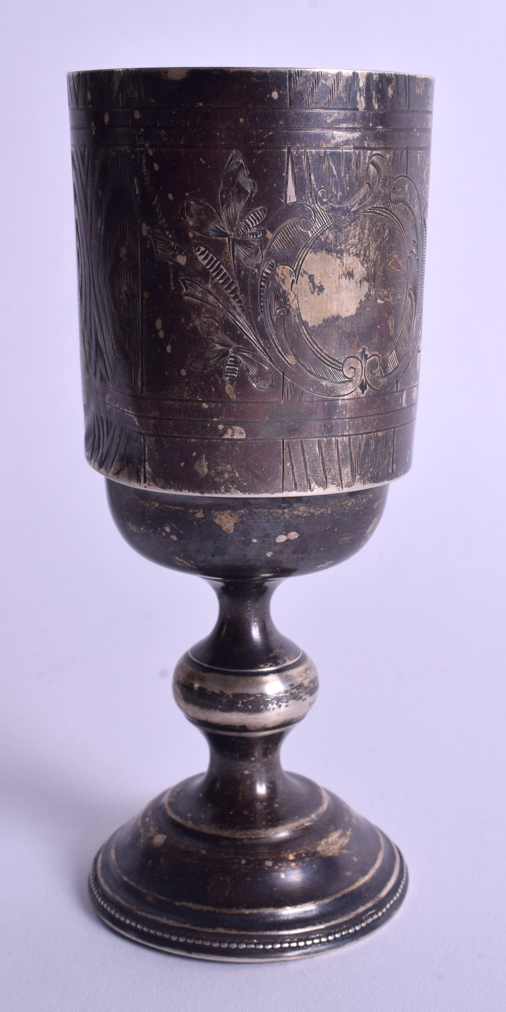 A RUSSIAN SILVER GOBLET. 3.2 oz. 14.5 cm high.