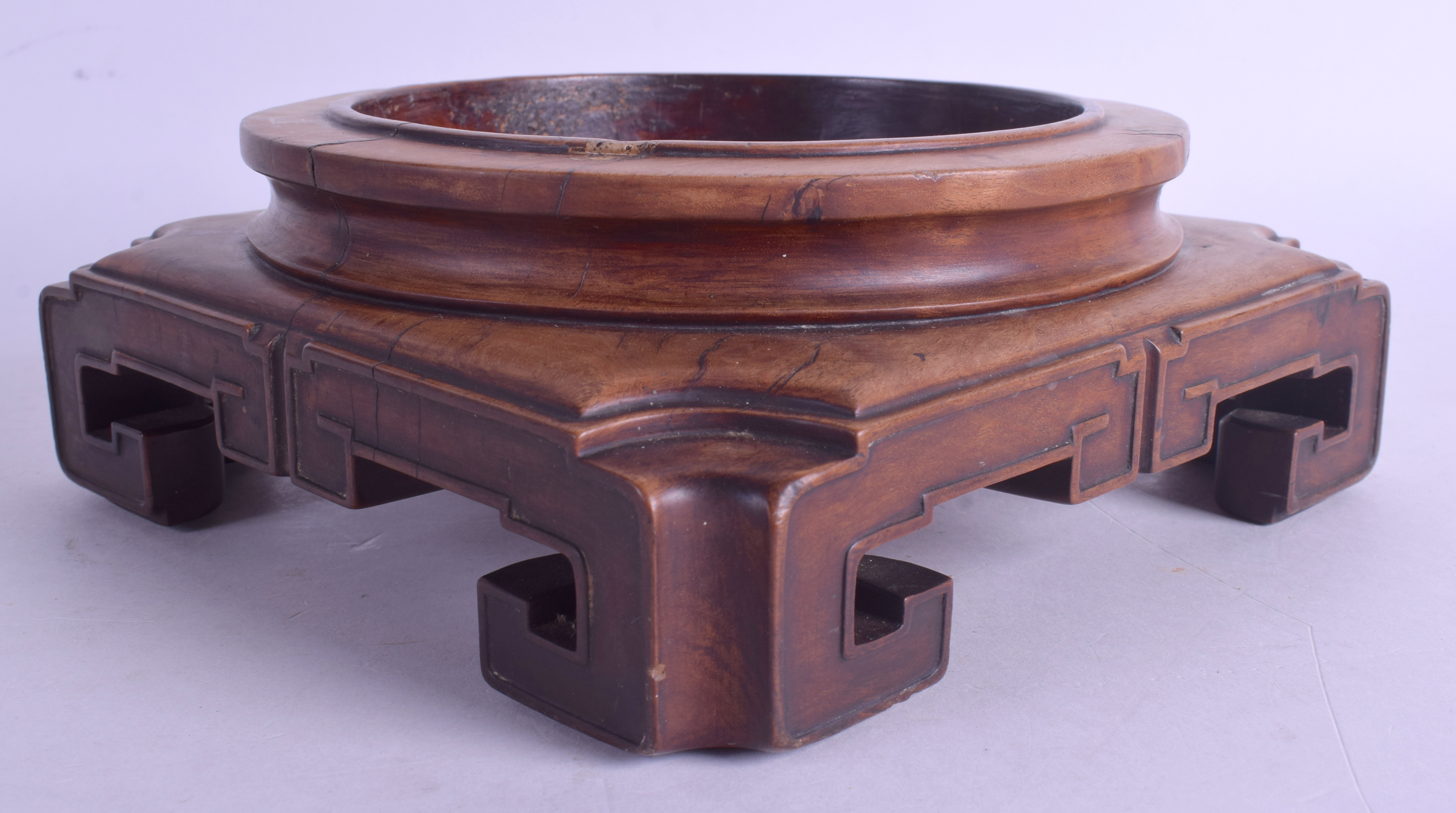 A FINE 19TH CENTURY CHINESE CARVED HARDWOOD HONGMU DISPLAY STAND possibly Huanghuali. 20 cm square, - Image 2 of 4