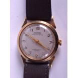 A VINTAGE 9CT GOLD ARISTEX ANTIMAGNETIC WRISTWATCH. 2.5 cm diameter.