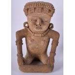 A LARGE SOUTH AMERICAN PRE COLUMBIAN AZTEC FIGURE OF A GOD. 37 cm x 21 cm.