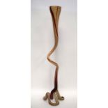 A LARGE 20TH CENTURY STYLISH ABSTRACT GLASS VASE, formed with a twist stem upon a molten foot. 78 c