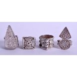 FOUR MIDDLE EASTERN SILVER RINGS. 1.9 oz. (4)