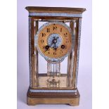 AN ANTIQUE SHREVE GRUMP & LOW CO CHAMPLEVÉ ENAMEL REGULATOR CLOCK. 23 cm x 15 cm.