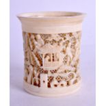 A MID 19TH CENTURY CHINESE CARVED IVORY BRUSH PEN POT Qing. 7 cm x 6 cm.