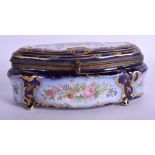 A LATE 19TH CENTURY FRENCH PORCELAIN CASKET possibly Sevres, painted with foliage. 21 cm x 10 cm.