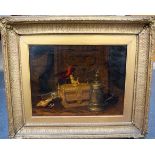 FRANCIS PILKINGTON (19th century) BRITISH FRAMED OIL ON CANVAS, “The Golden Casket”, label verso da