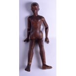 A FINE LARGE 19TH CENTURY EUROPEAN STAINED WOOD ARTISTS LAY FIGURE with articulated joints. 101 cm