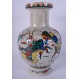 A CHINESE FAMILLE VERTE CRACKLE GLAZED VASE Republic. 29 cm high.