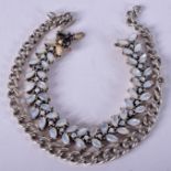 A VINTAGE SILVER CURB LINK CHAIN NECKLACE and a silver & moonstone bracelet. 30 cm & 17 cm long. (2