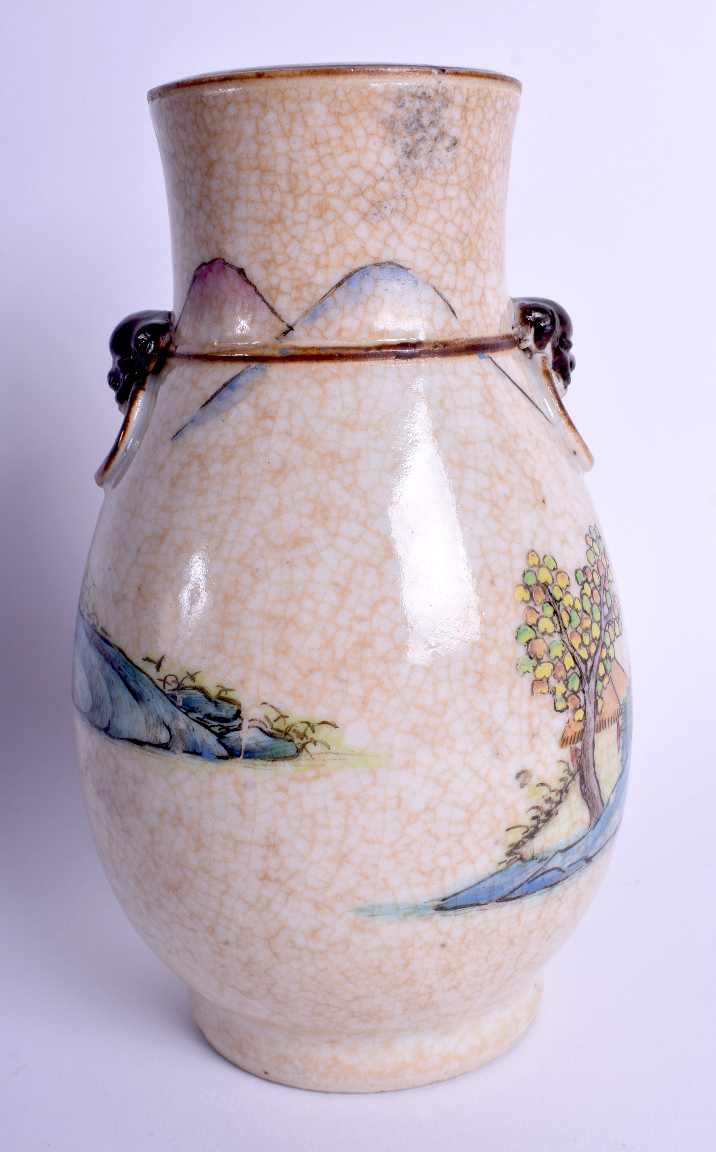 A 19TH CENTURY CHINESE FAMILLE ROSE CRACKLED GLAZED VASE Qing, painted with figures on a boat. 17 c - Image 2 of 7