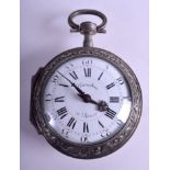 A RARE LARGE MID 19TH CENTURY FRENCH PLANCHON A PARIS COACH WATCH with white enamel dial, the case