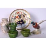 A BESWICK PORCELAIN FIGURINE OF A PHEASANT, together with a 19th century dish, jug etc. (5)