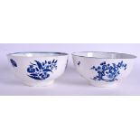 A RARE 18TH CENTURY WORCESTER FRUIT SPRIGS BOWL together with another three flowers bowl. 16 cm & 1