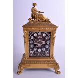 A MID 19TH CENTURY FRENCH ORMOLU AND LIMOGES ENAMEL MANTEL CLOCK painted with neo classical figures