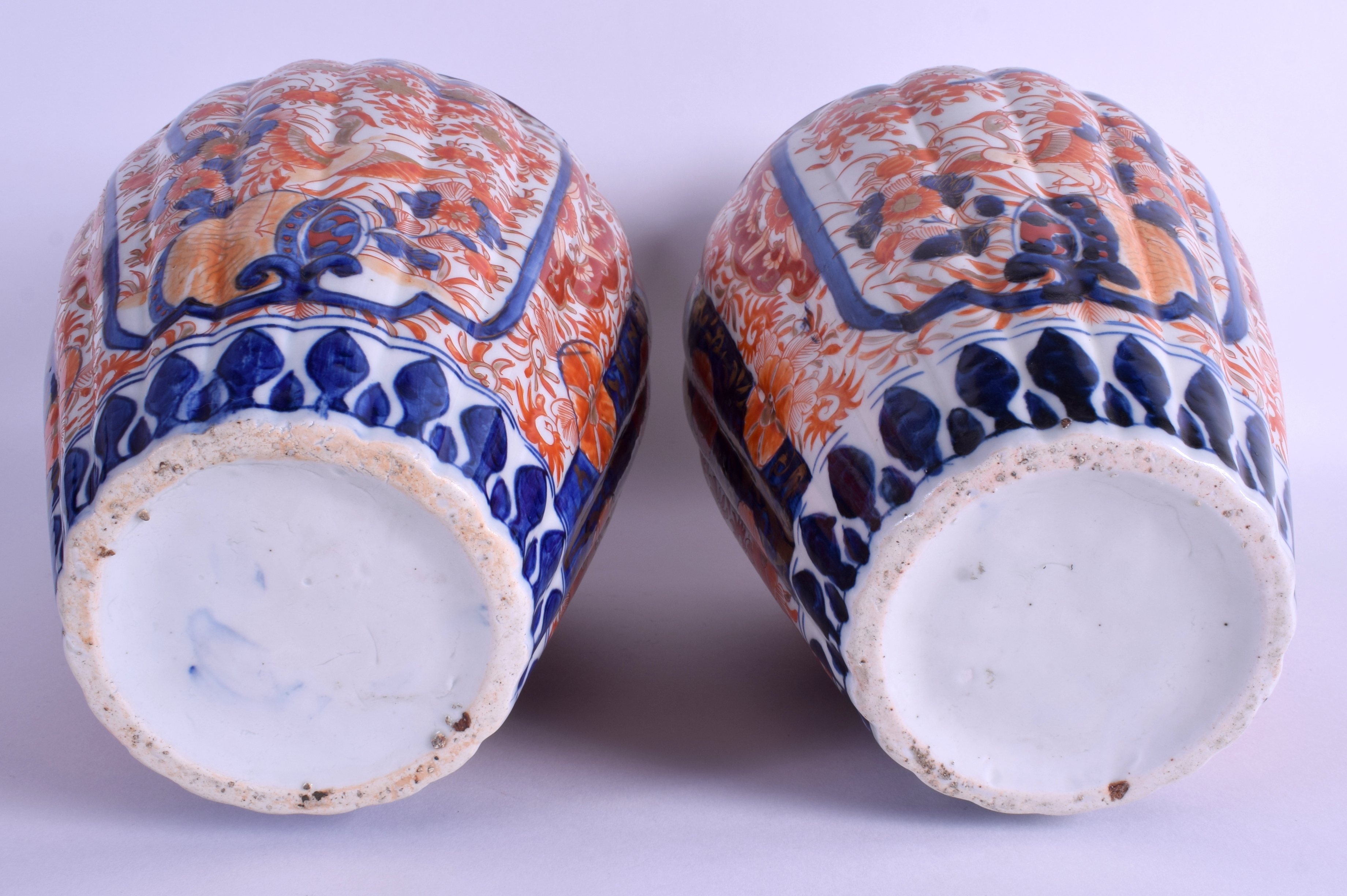 A LARGE PAIR OF 19TH CENTURY JAPANESE MEIJI PERIOD IMARI VASES painted with flowers. 32 cm high. - Image 4 of 4