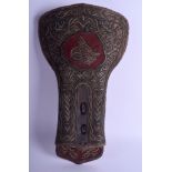 A RARE ANTIQUE OTTOMAN TURKISH DOUBLE PISTOL CARRIER decorated with foliage. 40 cm x 20 cm.