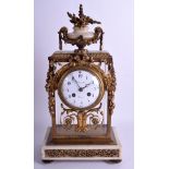 A GOOD EARLY 19TH CENTURY FRENCH ORMOLU AND GLASS MANTEL CLOCK overlaid with berries and vines. 41