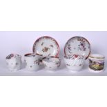 AN ENGLISH HARD PASTE PORCELAIN LOW CHELSEA EWER, a coffee cup, tea bowl etc. (qty)