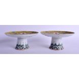 A PAIR OF EARLY 20TH CENTURY CHINESE FAMILLE ROSE PORCELAIN TAZZA Guangxu/Republic, painted with fl
