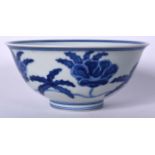 A CHINESE BLUE AND WHITE PORCELAIN BOWL BEARING CHENGHUA MARKS, painted with flowering vines. 15.5