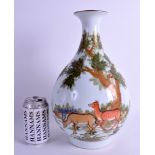 A 1920S CHINESE PORCELAIN YUHUCHUMPING PORCELAIN VASE bearing Qianlong marks to base, painted with