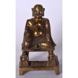 A CHINESE BRONZE BUDDHA, formed seated, bearing Xuande marks to back. 15.5 cm high.