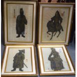 CHINESE SCHOOL (20th century) FRAMED SET OF FOUR PAINTING ON RICE PAPER, varying portraits. 41.5 cm