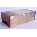 AN ART DECO STYLE SILVER CIGARETTE BOX. 19.8 oz inc wood liner. 16 cm x 9 cm.