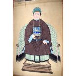 A PAIR OF EARLY 20TH CENTURY JAPANESE WATERCOLOUR SCROLLS depicting an emperor and empress.