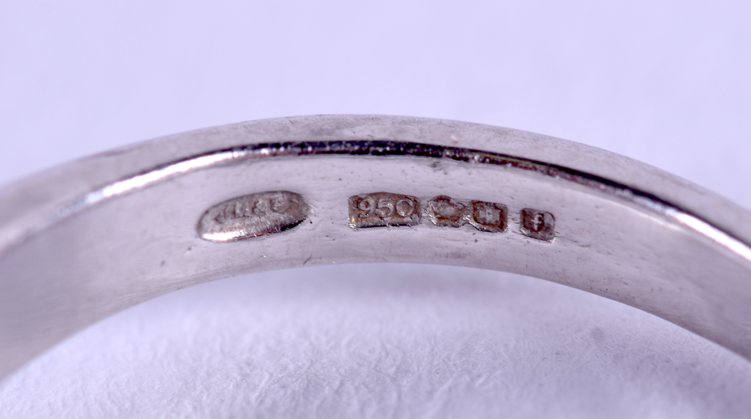 TWO PLATINUM AND DIAMOND WISHBONE RINGS. 6.6 grams. Size J/K. (2) - Image 3 of 4