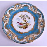 AN EARLY 19TH CENTURY COALPORT SEVRES STYLE BIRD PLATE Attributed to Thomas Martin Randall. 24 cm d