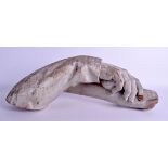 A LARGE 19TH CENTURY CARVED AND PAINTED WOOD GRAND TOUR FIGURE OF AN ARM. 55 cm long.