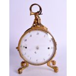 A LATE18TH/19TH CENTURY FRENCH GILT BRASS CLOCK CASE with enamelled dial. 9 cm x 18 cm.