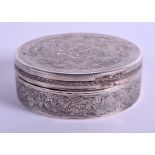 AN EARLY 20TH CENTURY MIDDLE EASTERN SILVER KUFIC BOX AND COVER. 7 cm diameter.