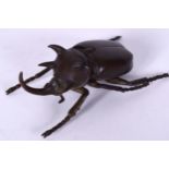 A JAPANESE BRONZE OKIMONO BEETLE BOX, formed as a stag beetle. 16 cm long.