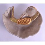 A VERY RARE 19TH CENTURY INDIAN MUGHAL RAJASTHAN MARBLE BIRD BOWL of lovely form, painted and ename