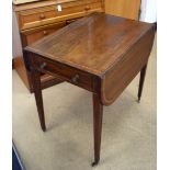 AN ANTIQUE PEMBROKE TABLE, formed with satinwood inlay. 69 cm high x 74 cm.