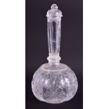 A FINE ANTIQUE MIDDLE EASTERN INDIAN MUGHAL ROCK CRYSTAL VASE AND COVER carved with foliage and vin