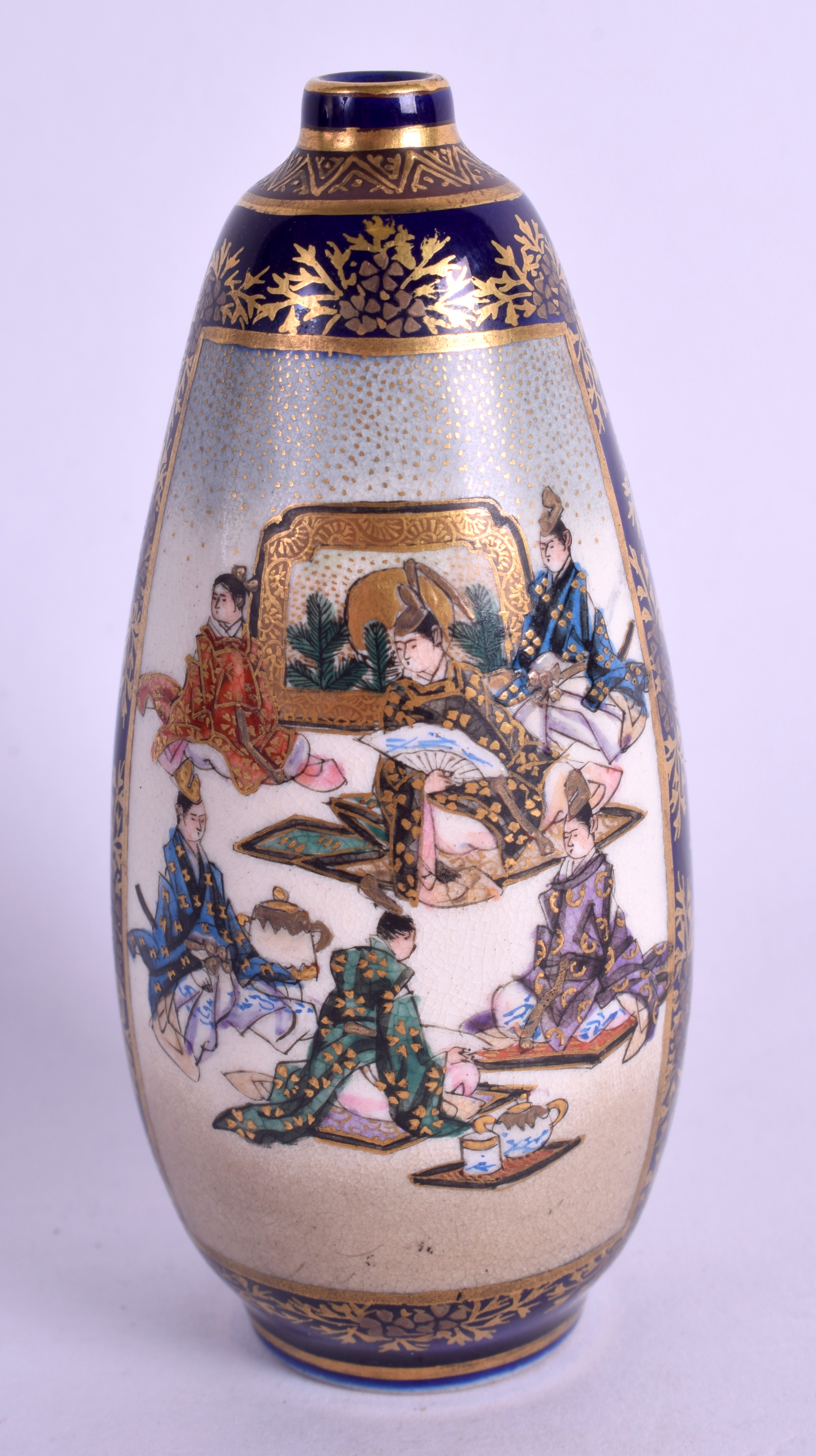 A FINE 19TH CENTURY JAPANESE MEIJI PERIOD SATSUMA CONICAL VASE painted with figures within landscap - Image 2 of 8