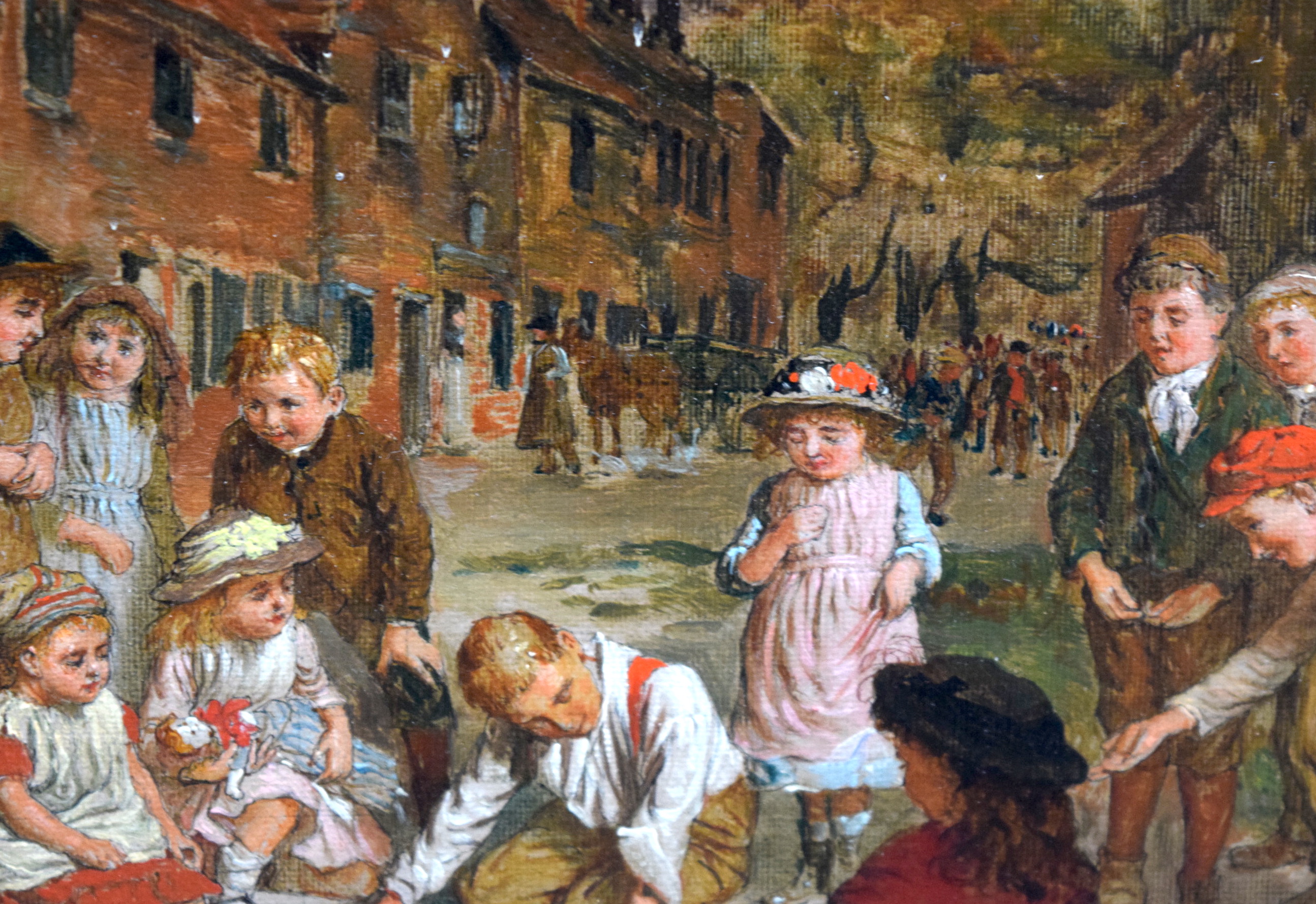 ROBERT WILLIAM WRIGHT (act 1870-1906) FRAMED OIL ON BOARD, signed & dated, children playing in the - Image 3 of 5