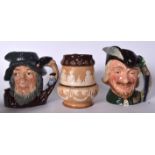 THREE ROYAL DOULTON JUGS, Robin Hood, Rip Van Winkle, together with another.(3)