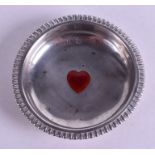 A RARE EDWARDIAN SILVER AND ENAMEL SWEETHEART DISH. 1.4 oz. 7 cm wide.